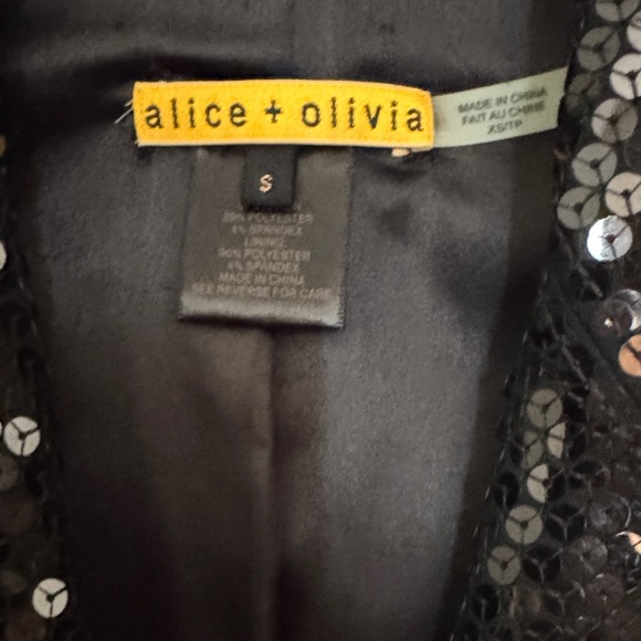 Alice + Olivia Black Sequin Blazer with Colorful Patch Motifs - Picture 2 of 4